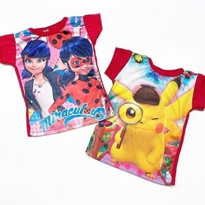 Miraculous/Pikachu toddler girls short sleeve t-shirts